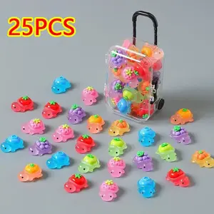 25pcs Mini Resin Tortoise Decorative Figurines + 1pc Mini Luggage Box Set,Glow-in-the-Dark Turtle Decor, Cute Animal Design, Random Shipping, Home Decor, DIY Crafts, Office Desk Decoration
