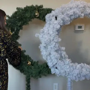 6 Ft Ramadan Eid Islamic Crescent Moon Tree Stand Home Decor Large 6 Feet 180 cm Religious Decoration home deco Standing statue ornament Christmas tree Green White