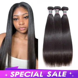 OQ HAIR Straight Human Hair Bundles Brazilian Virgin Unprocessed Straight Hair Weave Bundles Natural Color