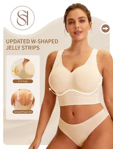 Soft Intention Plus Size Back Fat Smoothing Jelly Bra,  Everyday, Seamless, Push Up
