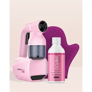 MineTan Personal Spray Tan Machine | Pink At Home Spray Tan Kit - Lightweight, Handheld Portable Spray Tan Gun,  8oz Double Dark Pro Spray Mist Solution, Works With All Sunless Tanning Solutions, Airbrush Look, Self Tanning Machine