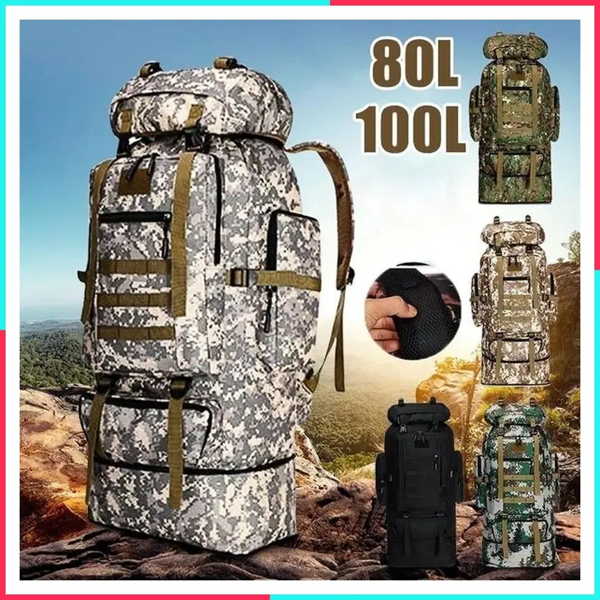 80L Mountaineering Backpack Tactical Large Capacity Rucksack for Outdoor Hiking Camping Travel