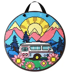 Camper Diamond Painting, SQUARE Drills, 11.75" Hanging Sign