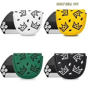 Golf Mallet Putter Cover, Crown of Cheese Style, Semi-Circular, PU Material, High-End Embroidery, Fits Most Brands, Golf Club Head Cover
