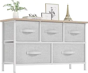 Yitahome Dresser with 5 Drawers - Fabric Storage Tower, Organizer Unit for Bedroom, Living Room, Closets - Sturdy Steel Frame, Wooden Top