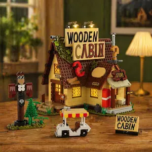 Mystery Small Cabin House Building Blocks Set (968 pcs) - Brick Set, Buildable Interlocking, Interlocking Block, Mini Bricks, Mystery Toy Buildings with Cherry Tree, Creative DIY Fun for Kids, Christmas Holiday Adventure, Brick Set Buildings