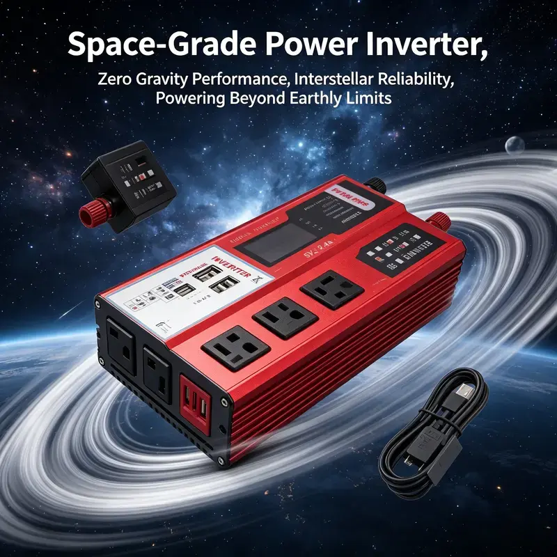1x 1000W Car Power Inverter - DC 12V to 120V, LCD Display, 3 US AC Outlets, 4 USB Ports, Cigarette Lighter & Battery Clips for Road Trips, Drones, CPAP Machines Emergency Power Supply, 1X 1000W Power Inverter