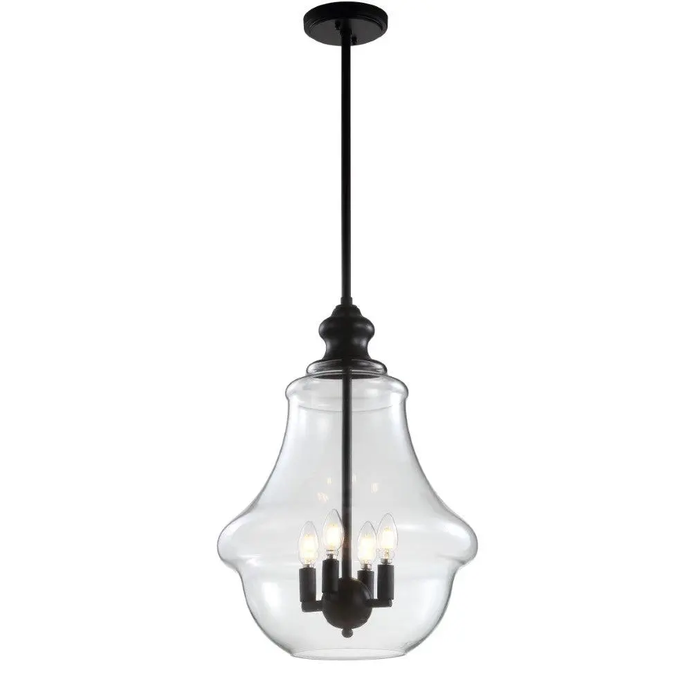 JONATHAN Y Edison Farmhouse Oil Rubbed Bronze Metal LED Pendant - Adjustable, Dimmable Decorative Ceiling Lighting for Adults' Living Room, Kitchen