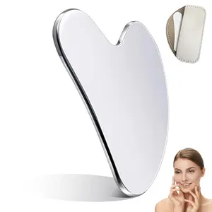 Stainless Steel Gua Sha Facial Tools Lymphatic Drainage Massager Guasha for Face Metal Gua Sha Skin Self Care Gifts Face Sculpting Guasha for Body Eyes Jawline Shaper with Pouch