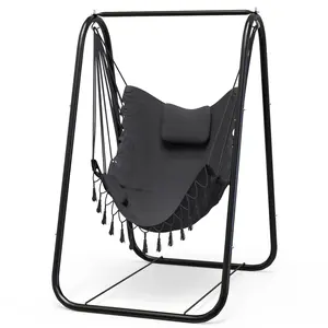 Hammock Chair with Stand,Heavy-Duty and Rustproof Hanging Chair with Stand,Hammock Swing Chair Stand,for Indoor Outdoor Patio Yard Garden Porch