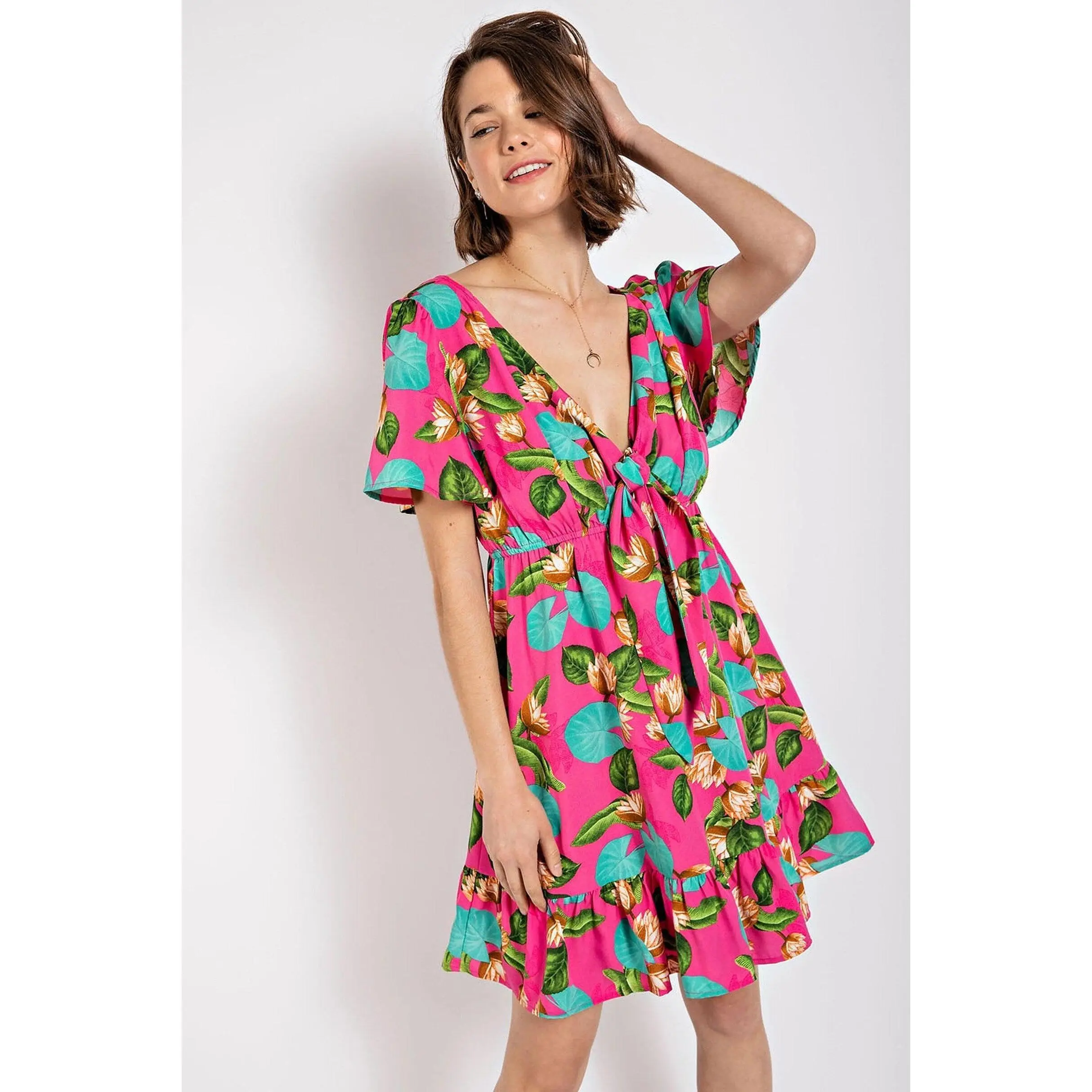 Tropical Paradise Mini Dress Short Casual