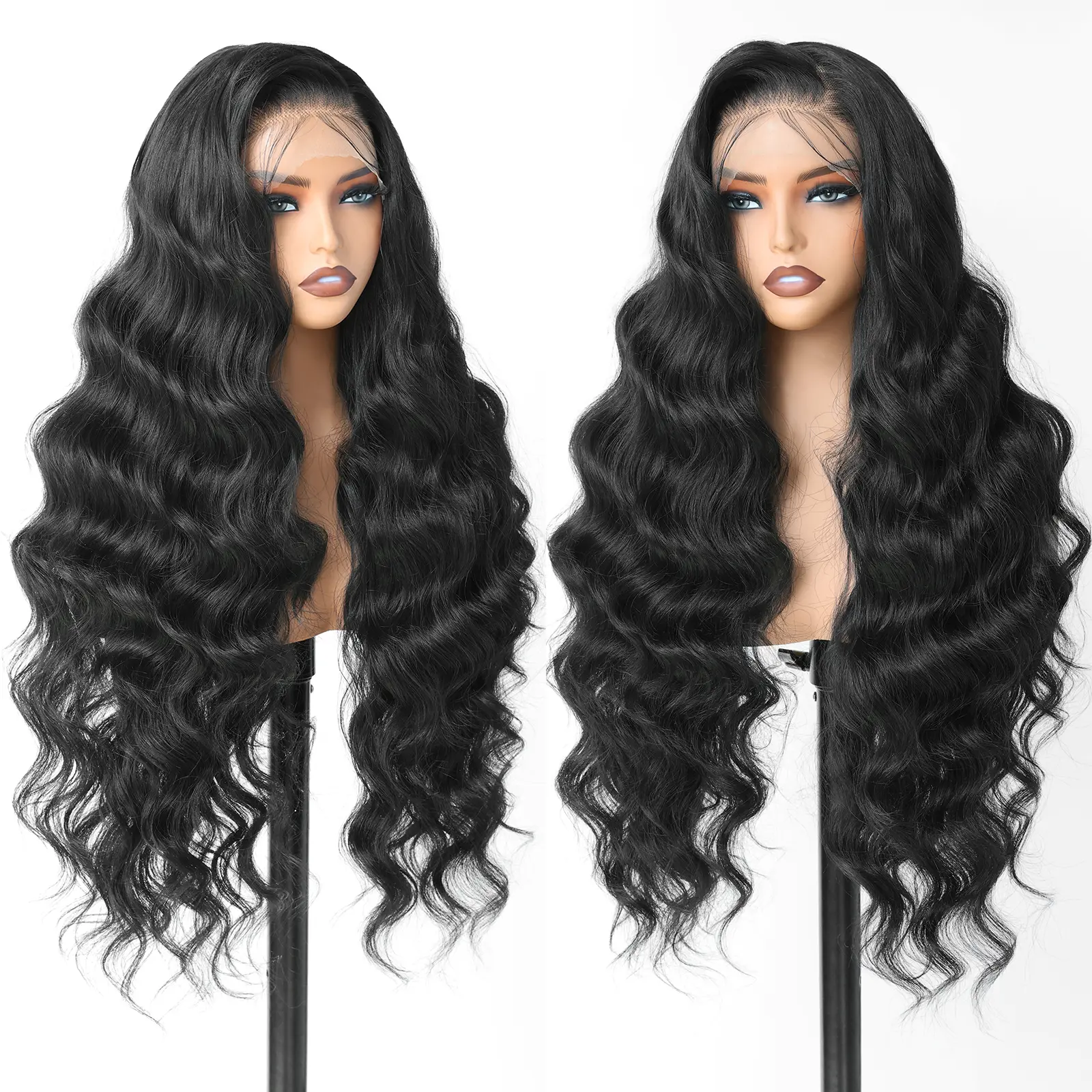 UGORGEOUS Long Wavy 32 Inch Lace Hairline Wig Hairstyle Synthetic Heat Resistant 32Inch Glueless Wig Body Wave Wig 13x6 Lace Front Natural Wavy Pre Plucked Wigs Lace Frontal for Women