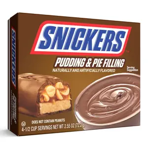 3x Snickers Pudding & Pie Filling - Flavorful Chocolate Peanut Caramel Dessert Mix Snack Treats Sweet Baking Ingredient Quick Easy Kitchen Pantry Party Fun Bundle Bulk Lot Wholesale Snacks Custard Puddings Jelly 2.55oz 3ct Pack