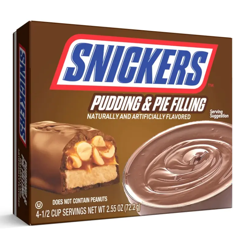 12-Count Room Temp Snickers Instant Pudding & Pie Filling Mixes - 2.55oz Individually Sealed Chocolate Peanut Caramel Quick and Easy Desserts, Kitchen Baking Pantry Essentials, All Ages Lunch Box Treat Pack Bulk Bundle, Ambient