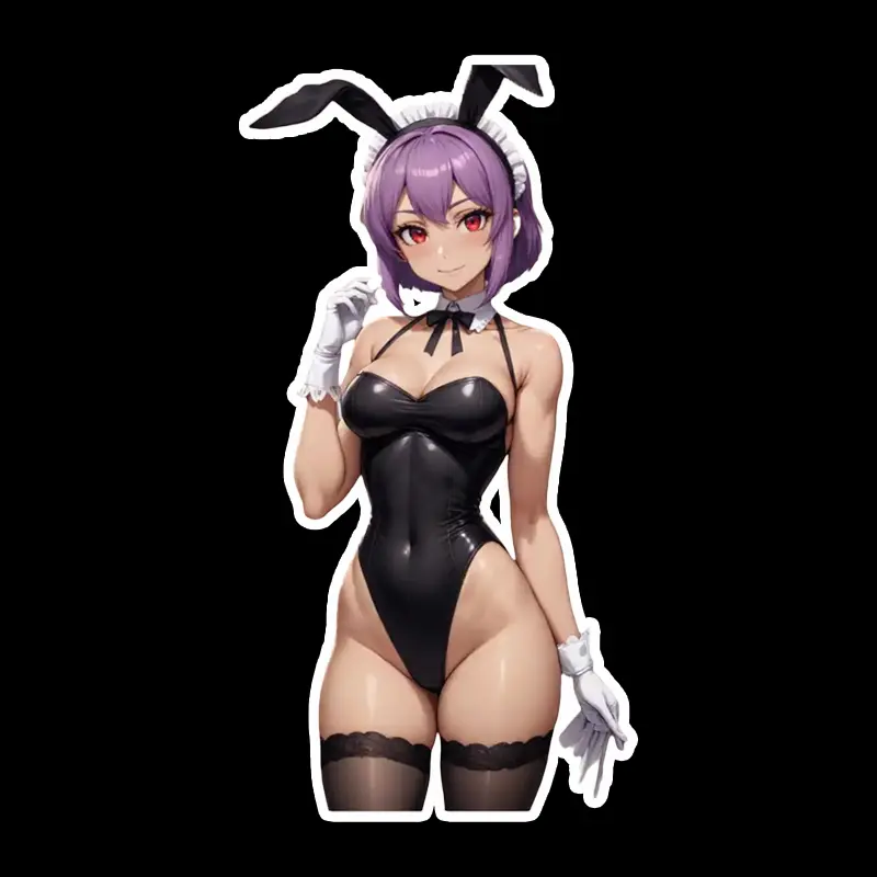 Raiden Shogun Genshin Impact Bunny Girl Sticker with Purple Hair and Black Outfit
