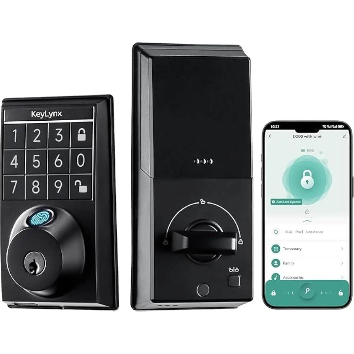 Keylynx 4-in-1 Smart Door Lock with APP Control, Fingerprint Door Locks with Keypad Deadbolt, Keyless Entry Door Lock with Auto-Locking, 16-Month Battery Life Deadbolt Lock, Easy Installation
