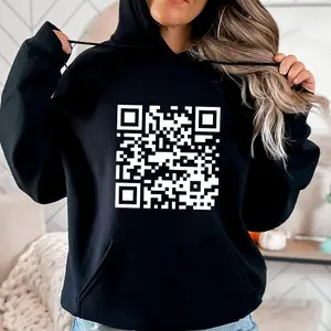 Funny FU QR Code Men's Hoodie, QR Code Hoodie, Gift For Her, Gift For Him, Classic Fabric Top Clothing Medium Menswear Sweatshirts