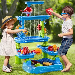 Kids Sand Water Table 4-Tier Sand And Water Play Table Toys For Toddlers Kids, Activity Sensory Tables Outside Beach Toys Boys Girls Gift