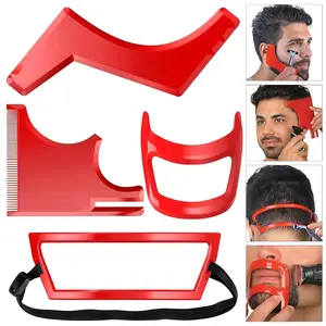 Men's Grooming Guide Template Hair Styling Comb Beard Trimming Aids Neckline Shaper Set Durable Symmetry Stencil Edge Linear Trim Tools Everyday Casual Styling Travel Home Comfort Father's Day Gift