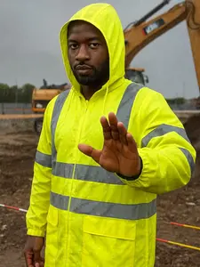 Reflective Waterproof Safety Work Jacket, High Visibility Outdoor Construction, Road Maintenance, Logistics, Windproof Rainproof