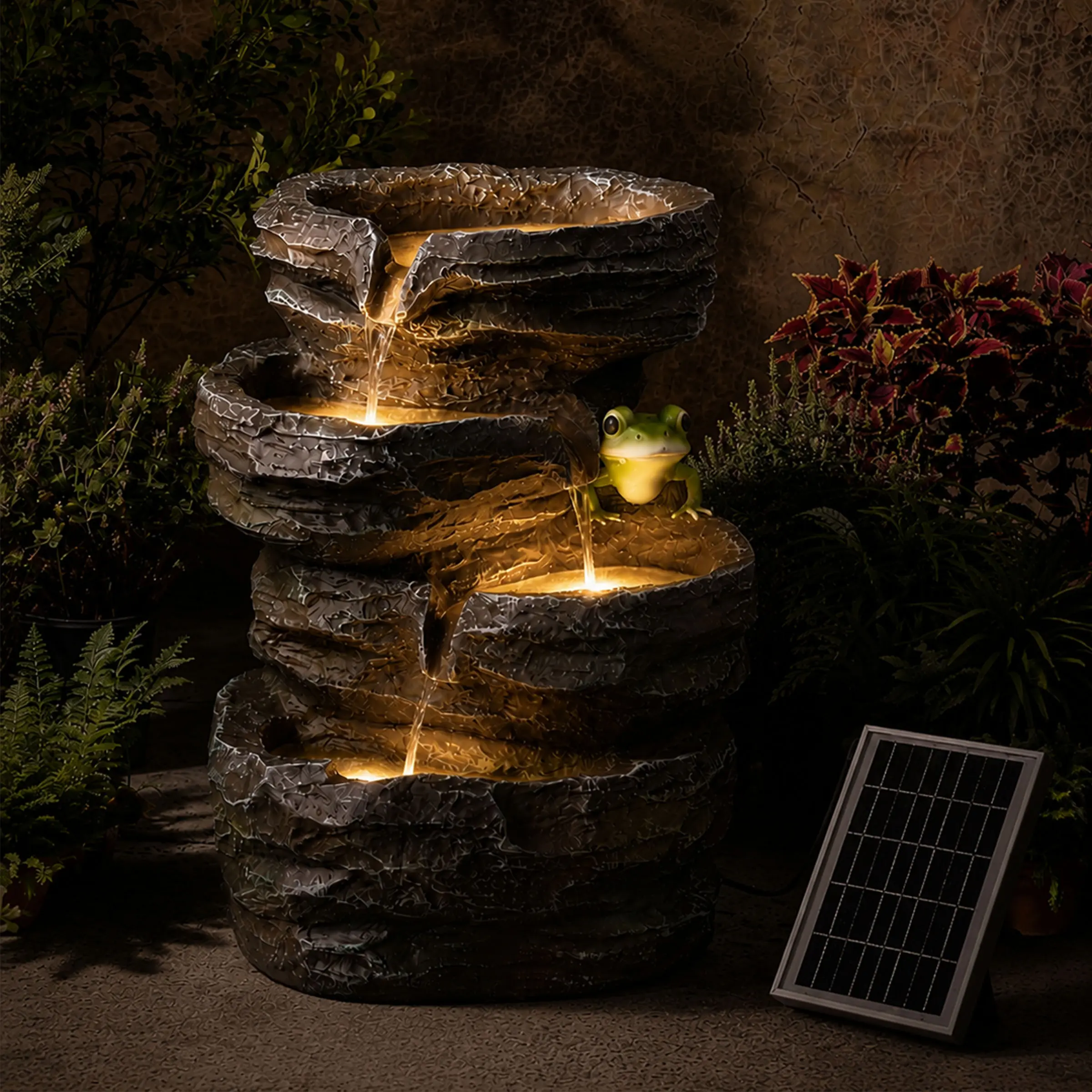 Solar-Powered Outdoor Fountain, Home Improvement Garden Decor Water Feature outdoor fountain