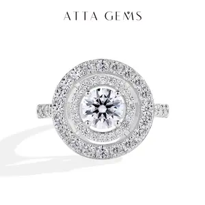 1CT D VVS1 Round Shape Synthetic Moissanite Ring for Women Birthday Gift Engagement Wedding Fine Jewelry R191