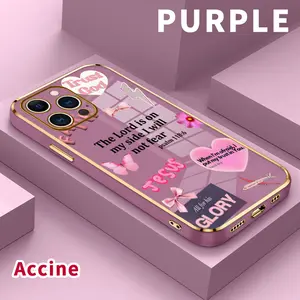 Soft TPU Phone Case for iPhone 16 15 14 Pro Max 13 12 11 XR XS Plus Faith Over Fear Psalm Christian Aesthetic Luxury Electroplating TPU Anti-Slip Bumper Shockproof Cover Gift