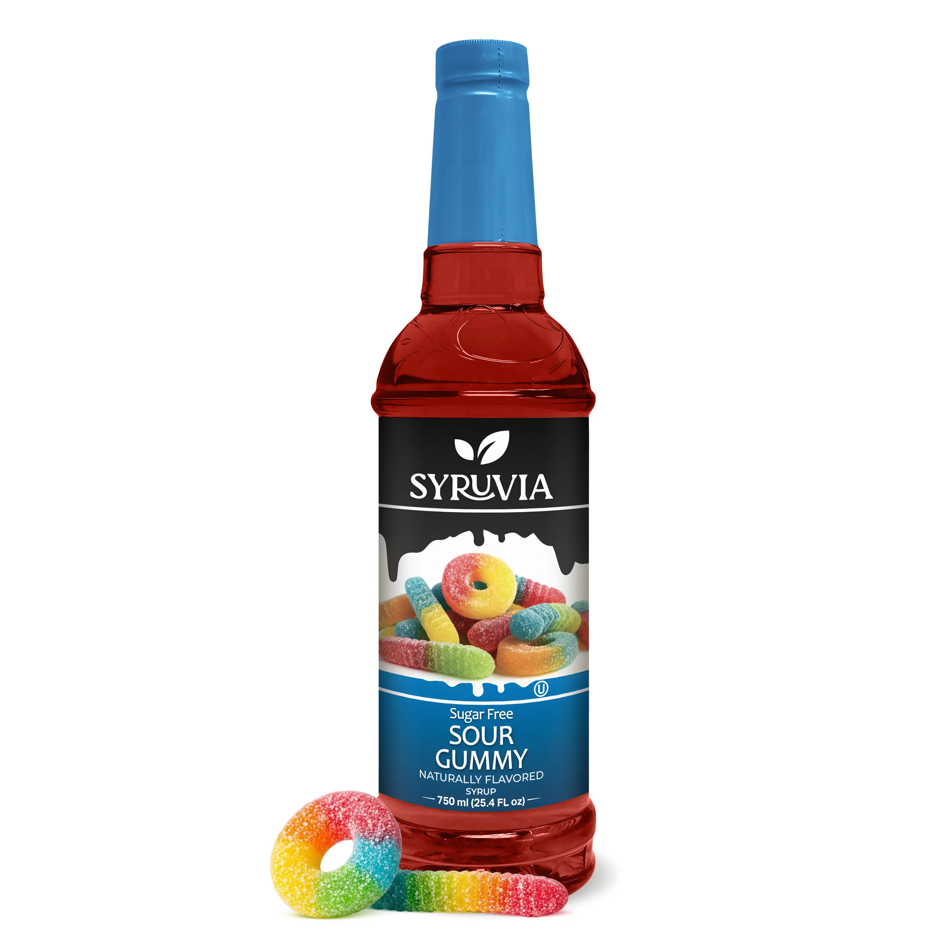Syruvia Sugar Free Low Sugar Tangy Sweet Sour Gummy Flavored Syrup - For Beverages, Flavor Beverages, Cocktails - 25.4 fl oz