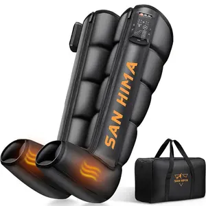 SAN HIMA Cordless Air Compression Leg Massager with Heat - Sequential Full Leg Compression Boots for Circulation & Pain Relief | 6 Modes 8 Intensity Recovery Boots for Daily Recovery - Feet, Calves & Thighs