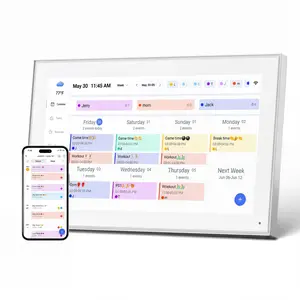 15.6 Inch Digital Calendar Chore Chart - 1080P Full HD Interactive Touchscreen Smart Family Planner, Wall Mounted WiFi Shared Scheduling Board for Google, Apple & Outlook Calendars