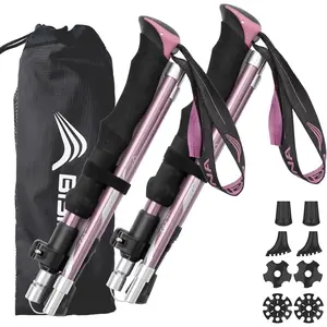Hiking Poles Collapsible Trekking Poles  Alloy Hiking Sticks 2 count Lightweight Adjustable Folding Stick for Wowen Men Walking Sticks with Quick Lock System
