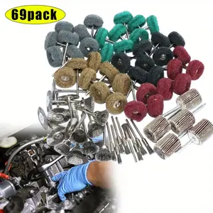 69 Pack Mini Drill Bit Nylon Abrasive Brush Wire Grinding Polishing Wheel Rotary Hand Tool Accessories Set Rust Removal Tool - Home Improvement.