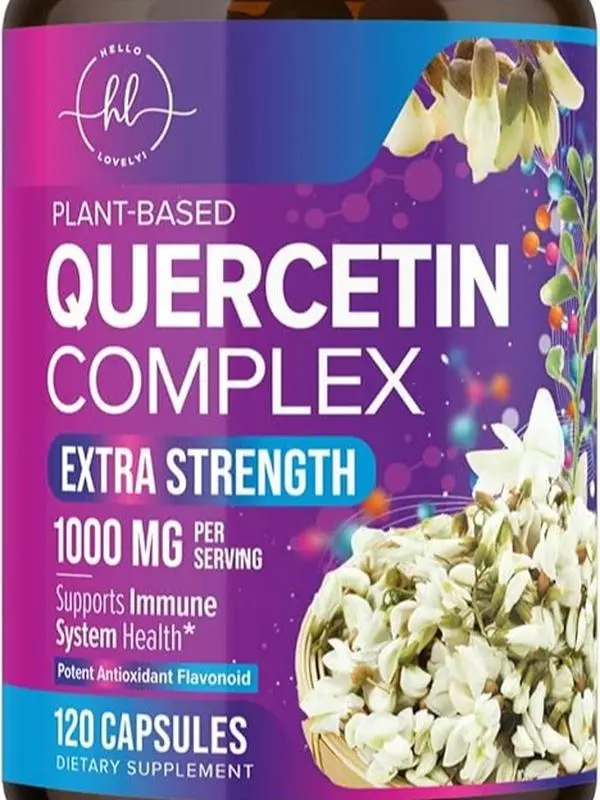 Quercetin Supplement 1000mg - Natural, Plant-Based Support for Immune, Cellular, Respiratory & Seasonal Changes - Extra Strength Quercetin Dihydrate from Sophora Japonica - 60 Veggie Capsules Healthcare Vitamin