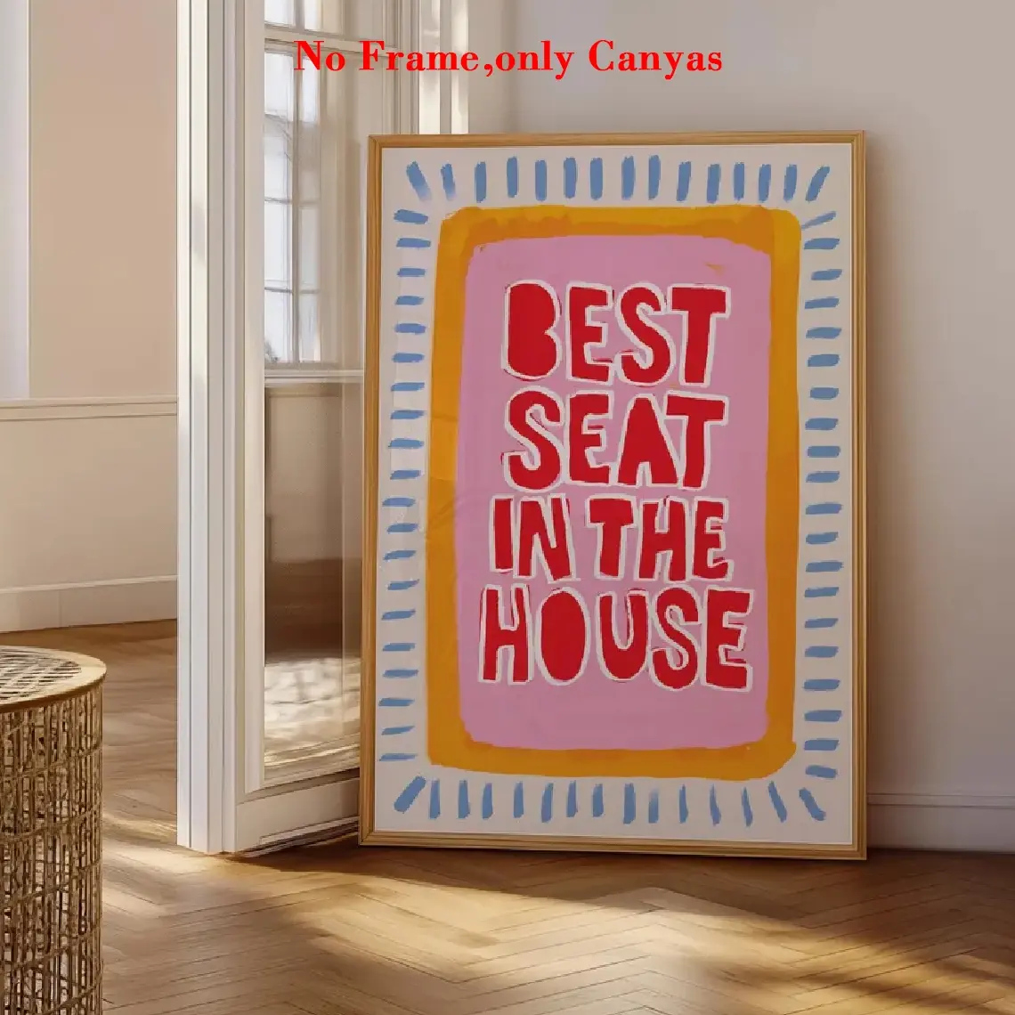 1 pc, wall art, Home Wall Art, vintage poster, Quotes Print, best seat in the house funny art print, bold font pink playful quote canvas painting, bathroom decor, bathroom aesthetic design, gift for friends, housewarming gift, unframed