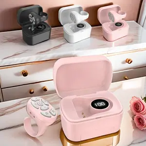 Wireless Phone Remote Ring with Charging Case, USB Rechargeable 7-Key Rolling Clicker for Camera Video Shutter Selfie Button