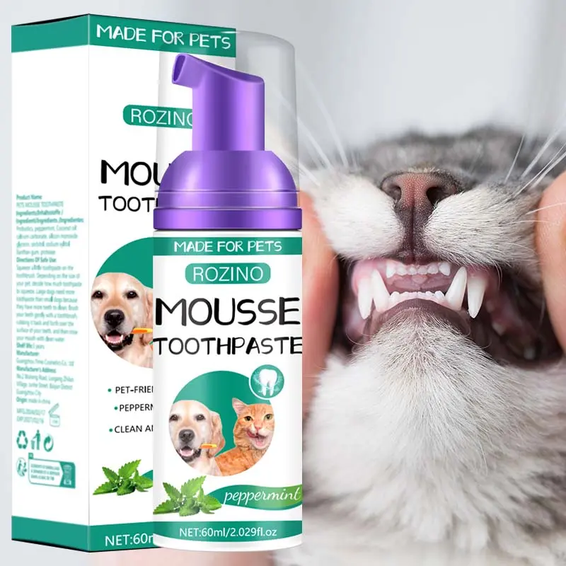 Pet Oral Care Mousse Toothpaste,  1 Count  Pet Toothpaste with Peppermint Extract and Pet-friendly Formula, Cleaning and Caring for Teeth Supplies