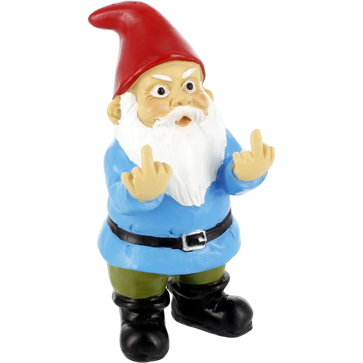 3.5in Miniature Middle Finger Gnome Figure - Decorative Resin Statue, Naughty Funny Garden Sculpture, Outdoor Lawn Ornament for Frustrated People