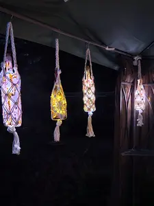 Hanging Fairy Bottles with Intricate Rope Design and Tassels for Unique Decor Glass Magical Touch Whimsical Atmosphere Ideal for Bedrooms Living Rooms