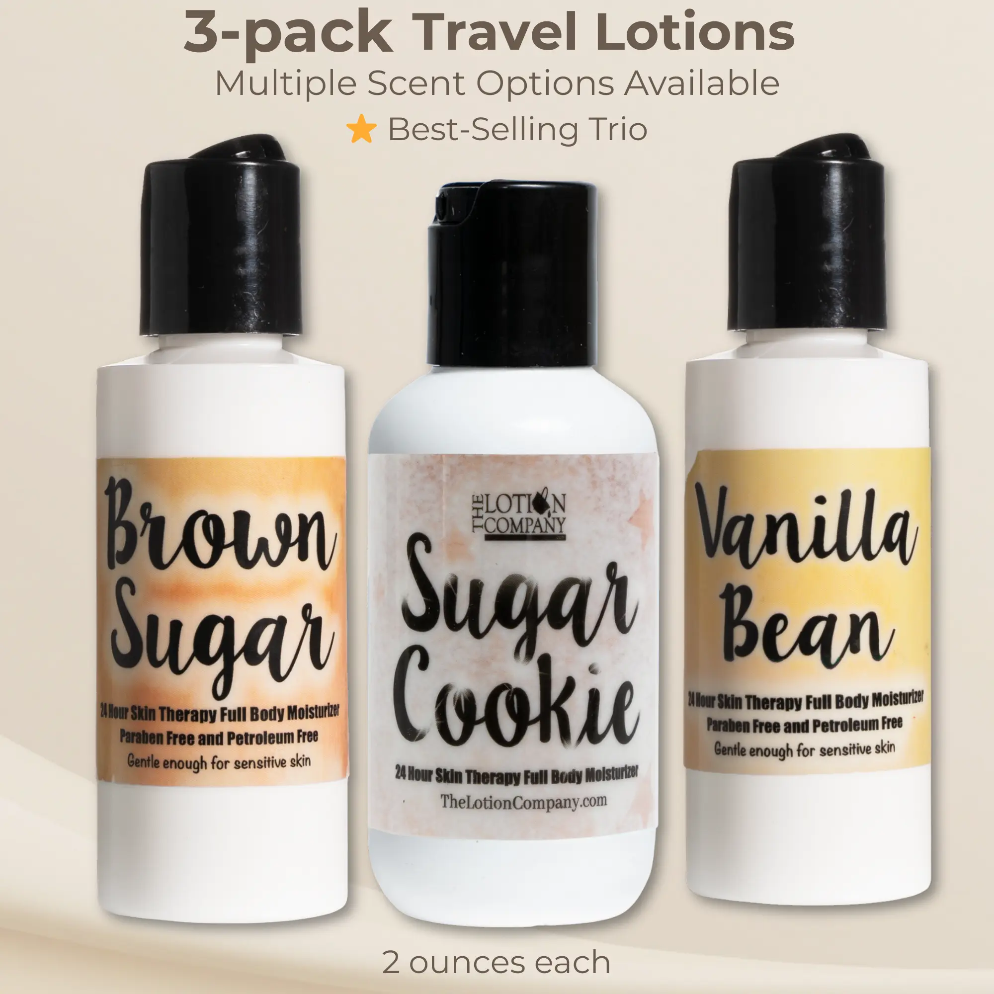 Travel Size 2 oz Body Lotion Trio | 3-Pack Gift Set | Assorted Scents
