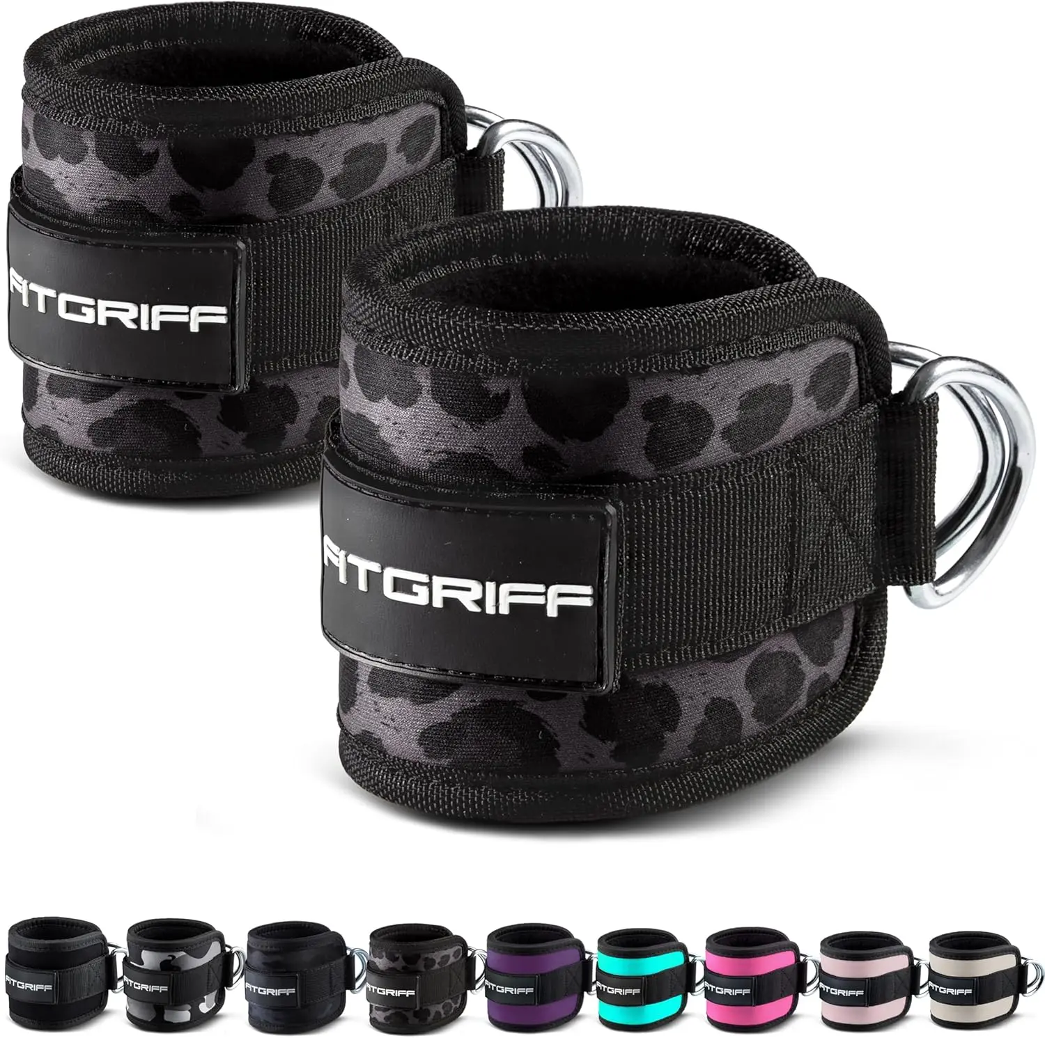 Fitgriff Ankle Straps V1 for Cable Machine (2 Pieces) - Gym Workout Equipment - Leg Pulley Attachment, Kickback Straps