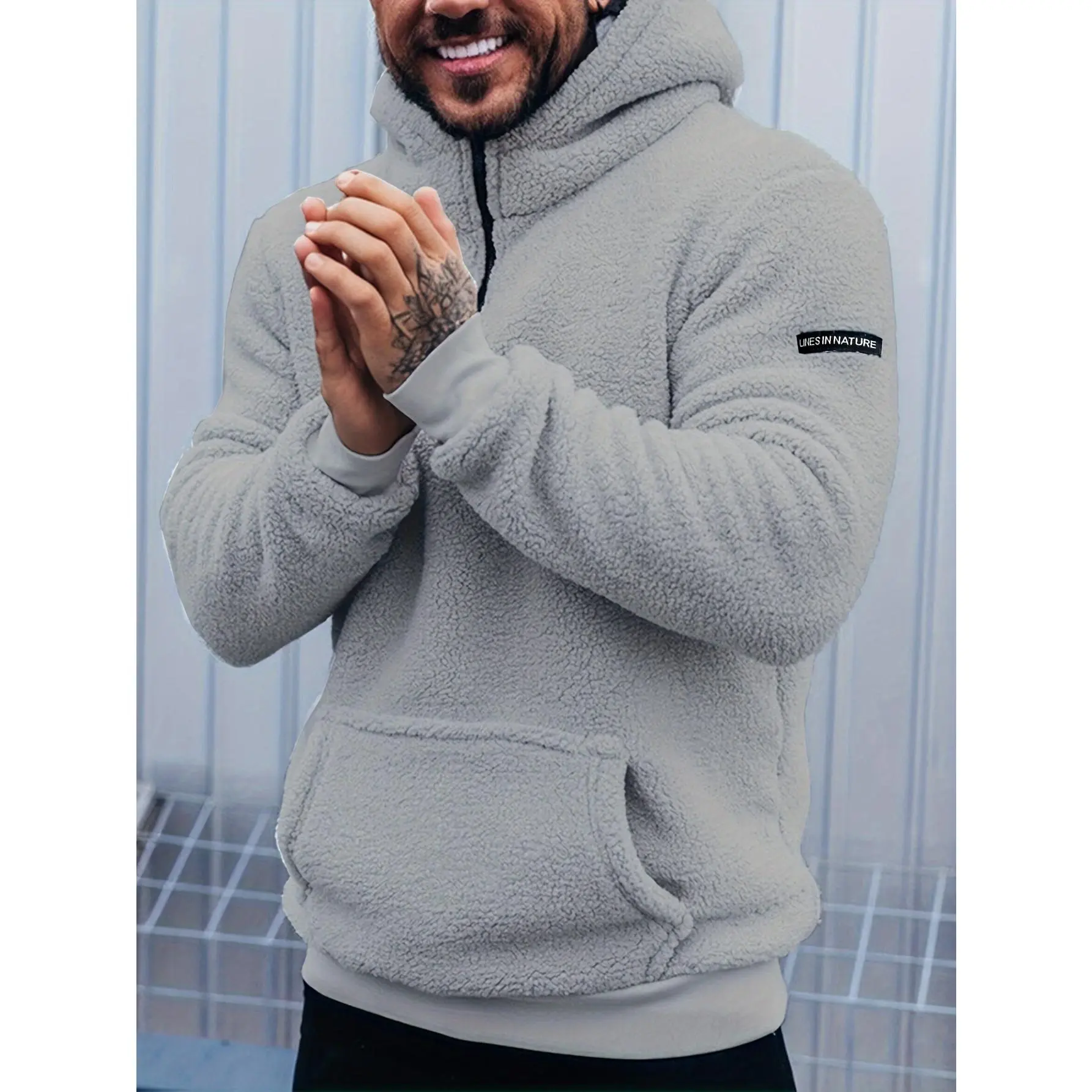 Thermal Fleece Hoodie Jacket - Men's Fashion Hoodies - Warm, Thick, Half-zip, Casual Style Outerwear for Outdoor Activities, Cold Weather, and Everyday Wear