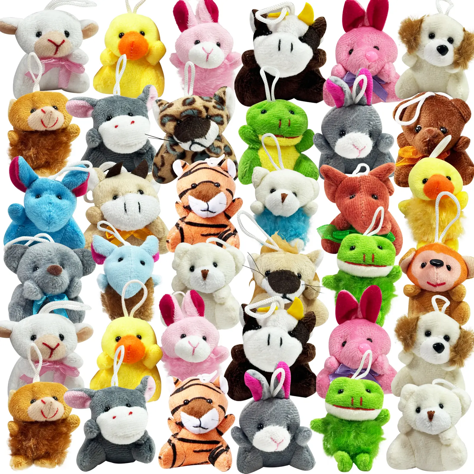 23PCS Mini Animal Plush Toy Assortment (23 Units), Animals Keychain Decoration for Kids, Small Stuffed Animal Bulk for Kids, Carnival Prizes, School Gifts, Valentine's Day Party Favor Packs For Christmas Easter Halloween Valentine's Day Party Favors Bulk
