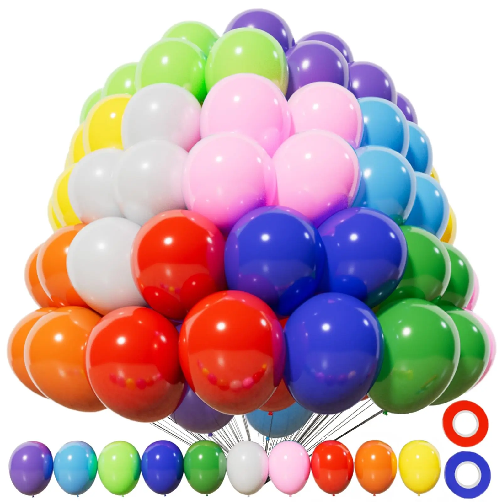 200PCS Small 5-Inch Rainbow Latex Balloons for Party, Birthday, Baby Shower, Garland Decoration