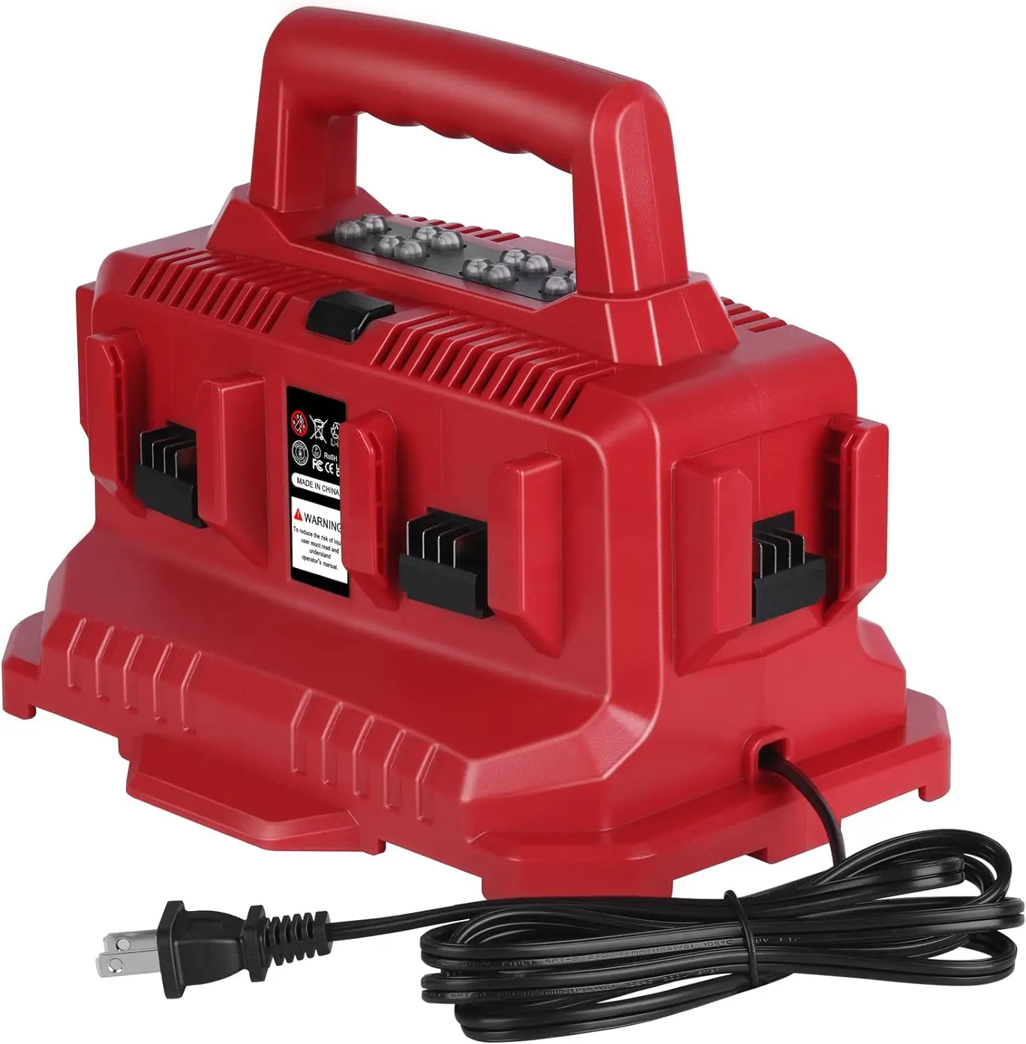 【Simultaneously Charging】 6 Ports Replacement for Milwaukee 18V M-18 Battery Charger 48-59-1806 48-59-1817 48-59-1815 48-59-1802, Simultaneous Charger Station Compatible with Milwaukee 18Volt Battery