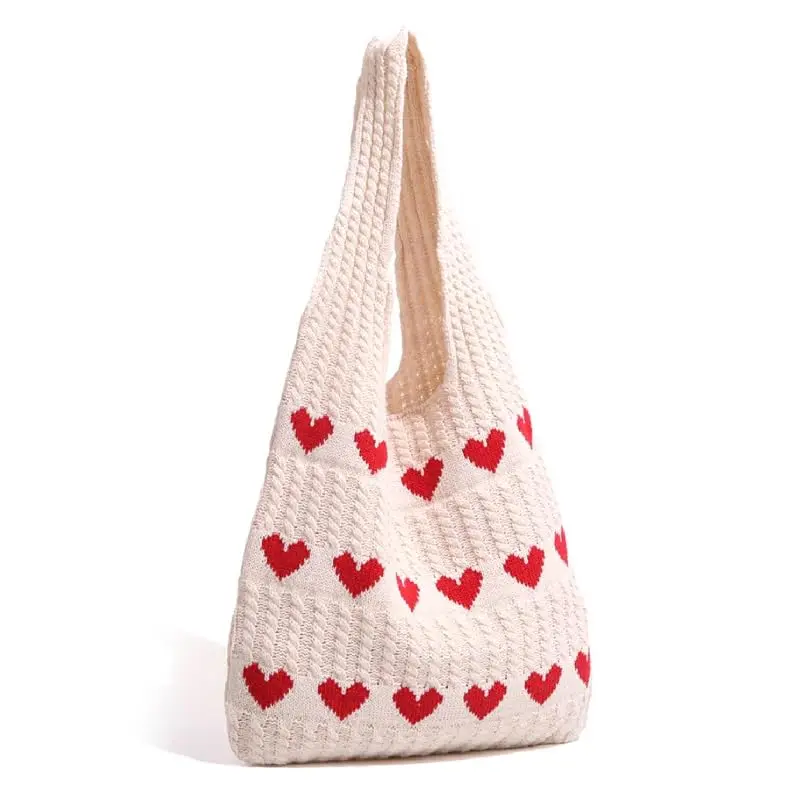 Cute Crochet Tote Bag for Women Aesthetic Beach Tote Bag Knitted Bag Boho Shoulder Bag