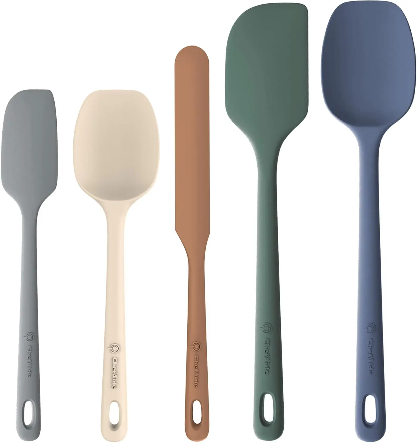 5 Piece Silicone Spatula Set, Flexible Cooking Utensils with Ergonomic Handles for Mixing, Scraping, Baking and Nonstick Cookware