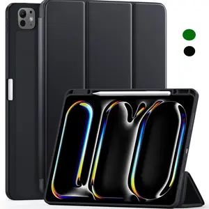 iPad Pro 13 Inch Tablet Case Protective M5/m4 with Pencil Holder, Trifold Stand Smart Folio Cover, Soft Tpu Back Protector for Models A3360/a3361/a3362/a2925/a2926/a3007
