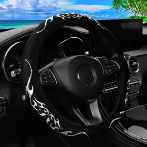 Bling Flame Pattern Car Steering Wheel Cover, Non-slip Waterproof Steering Wheel Protector, Universal Car Accessories for 14.5-15 Inches Steering Wheel, Automotive Steeringwheelcover, Car Interior Kit
