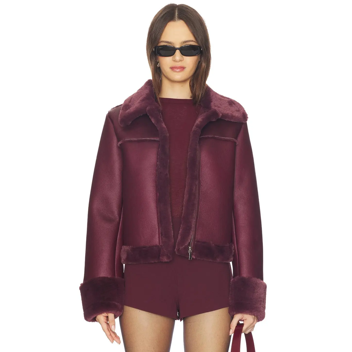 superdown Sasha Faux Leather Jacket in Oxblood
