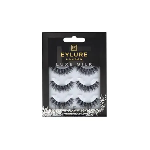 Eylure False Lashes, Luxe Silk Marquise with Adhesive Included, 3 Pair